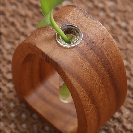 Oval Wood Frame Single Stem Vase