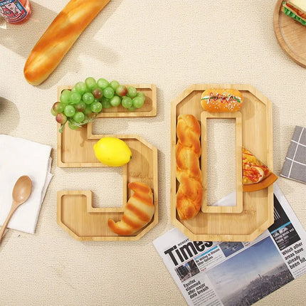 Wooden Numbers Serving Tray
