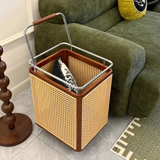 Nordic Rattan Style Rolling Storage Basket