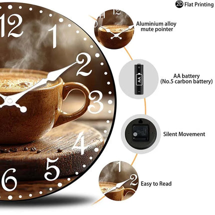 Cafe Inspired Coffee Wall Clock