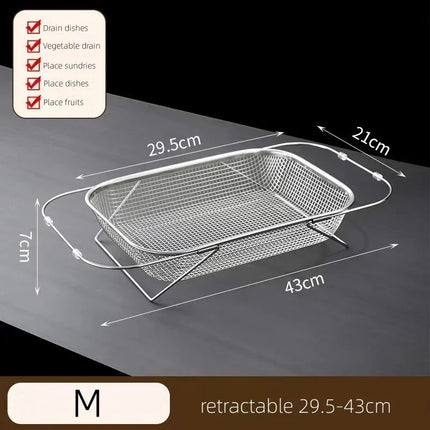 Space-Saving Over-Sink Mesh Strainer Rack