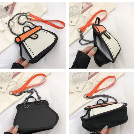 2D Canvas Texture Crossbody Bag