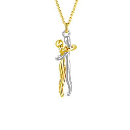 Love Forever Hug Cute Couple Necklace