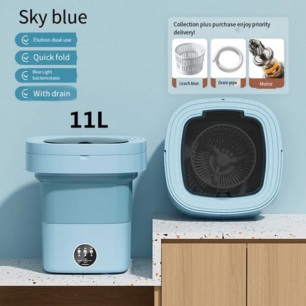 Compact Folding Ultrasonic Travel Laundry Washing Machine