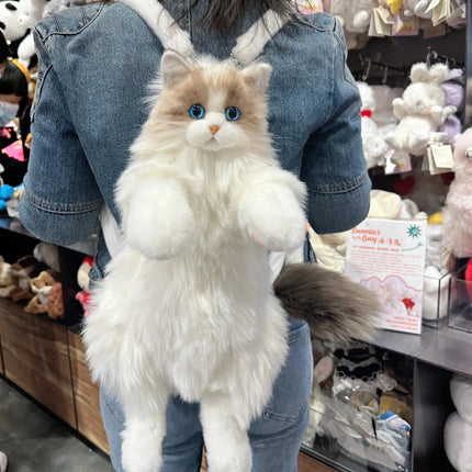 Realistic Cute Plush Cat Backpack