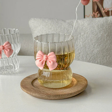 Cute Ribbon Glass Coffee Mug