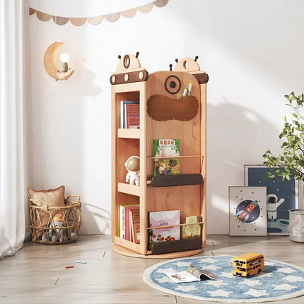 Cosmic Robot Wooden Kids Rotating Bookshelf