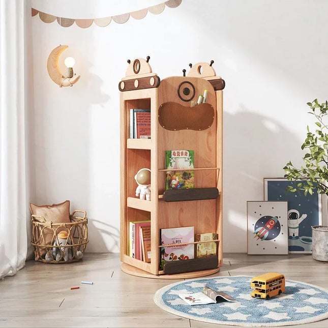 Cosmic Robot Wooden Kids Rotating Bookshelf