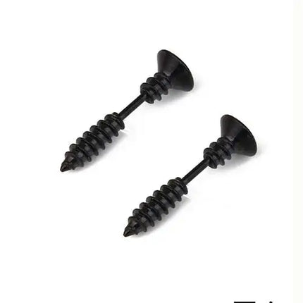 Realistic Screw Industrial Steel Earrings