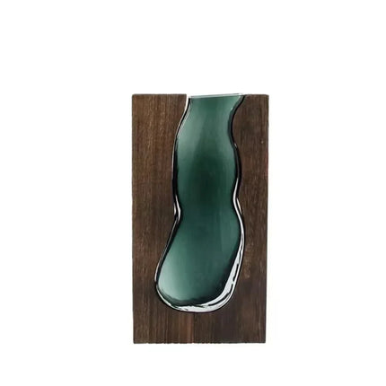 Geometric Wooden Glass Accent Flower Vase
