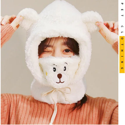 Plush Warm Bear Winter Scarf Mask