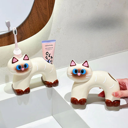 Sassy Cat Ceramic Toothbrush Holder