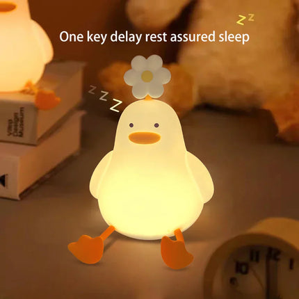 Cute Flower Duck Phone Holder Night Lamp