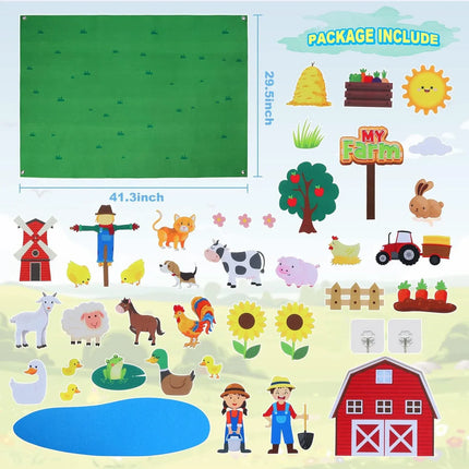 Interactive Early Learning Farm Animals Felt Story Board Set