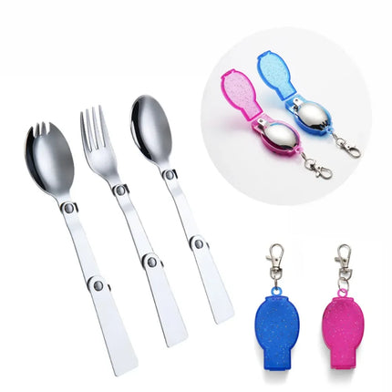 Foldable Stainless Steel Travel Spoon Fork Set