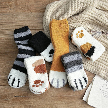 Plush Winter Cute Cat Paws Sock