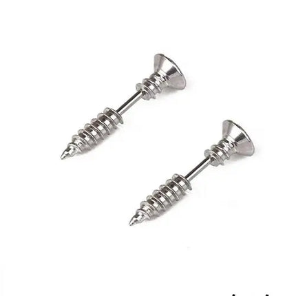 Realistic Screw Industrial Steel Earrings