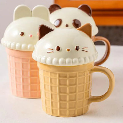Cartoon Ice Cream Animal Ceramic Mug