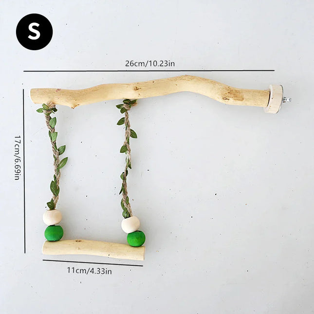 Natural Wood Hanging Bird Swing