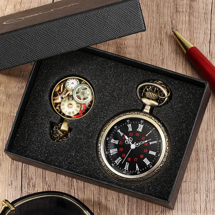Digital Stainless Steel Pocket Watch Gift Set