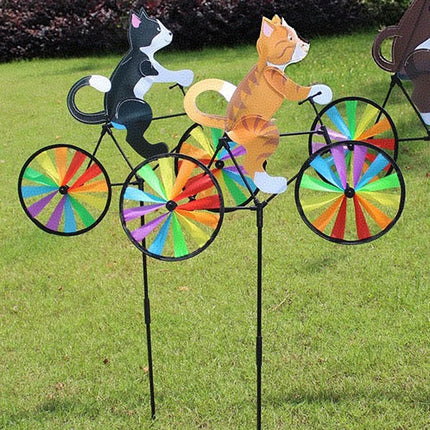 Rainbow Bicycle Cat Garden Decor