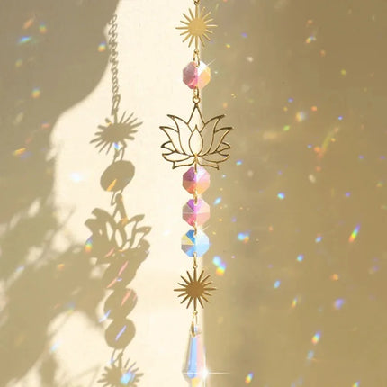 Lotus Crystal Sun Catcher Rainbow Prism
