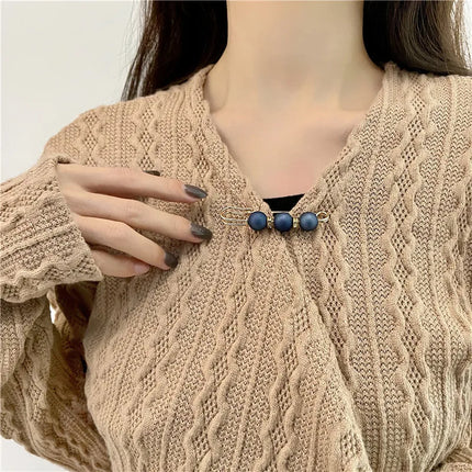 Pearl Charm Button Brooch