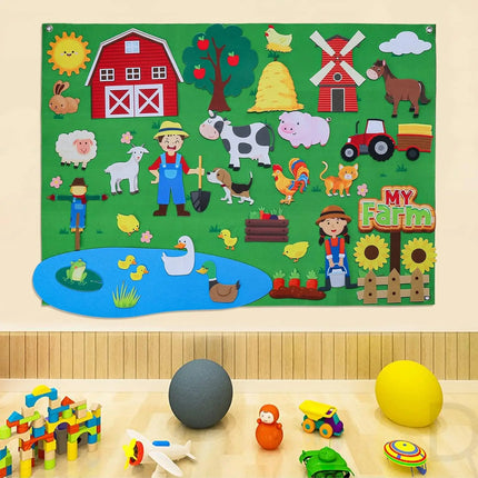 Interactive Early Learning Farm Animals Felt Story Board Set