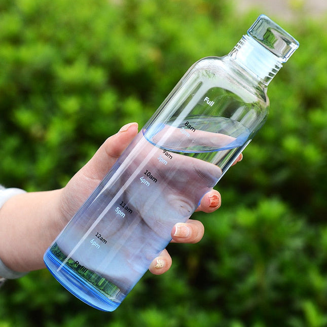 Time Scale Heat-Resistant Glass Water Bottle