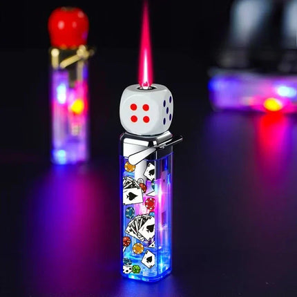 Rotating Dice Head LED Jet Flame Lighter