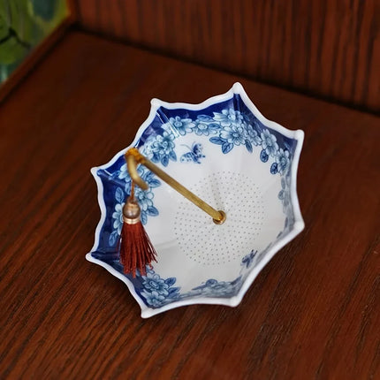 Traditional Floral Ceramic Umbrella Tea Strainer