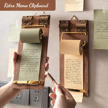 Roll-Note Wooden Clipboard