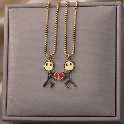 2pcs Double Love Heart Necklace