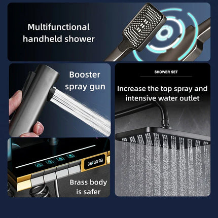 Elegant Nordic Piano Key Style Ambient Light Shower Set
