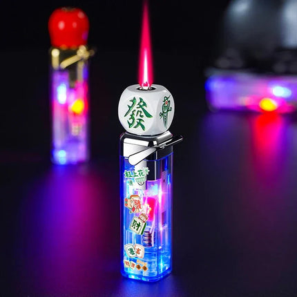 Rotating Dice Head LED Jet Flame Lighter