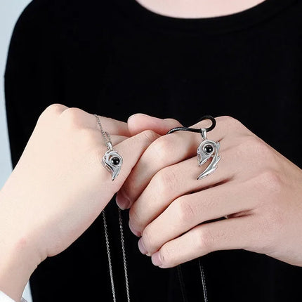 I Love You Magnetic Projection Couple Necklace Set