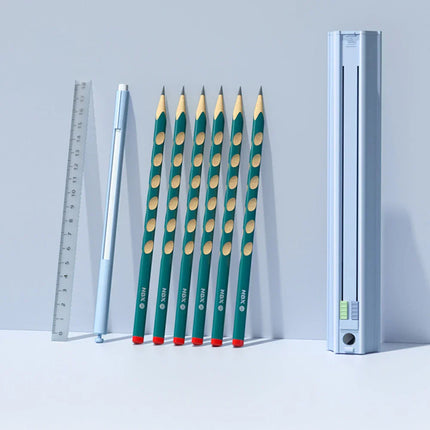 Slim Portable Multifunctional Ruler Pencil Holder