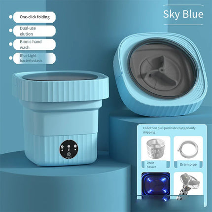 Compact Folding Ultrasonic Travel Laundry Washing Machine