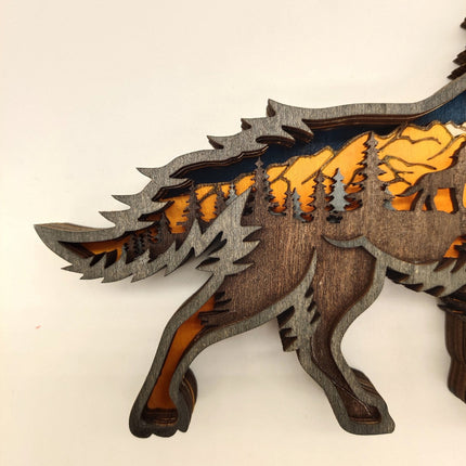 Nightglow Wooden Craft Wolf Decor