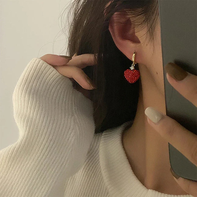 Red Romance European Style Heart Earrings