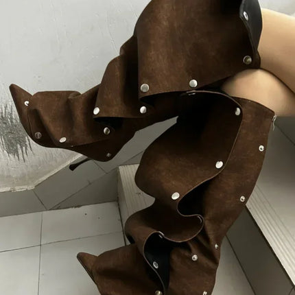 Long Denim Jean Women High Heel Boots
