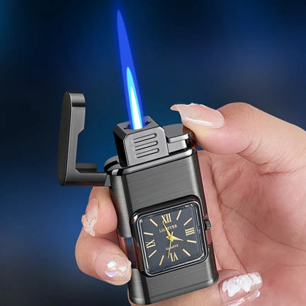 Dual Flame Built-in Watch Butane Gas Lighter