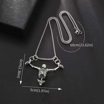 Silver Skeleton Pendant Chain Necklace