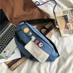 Blue with badges