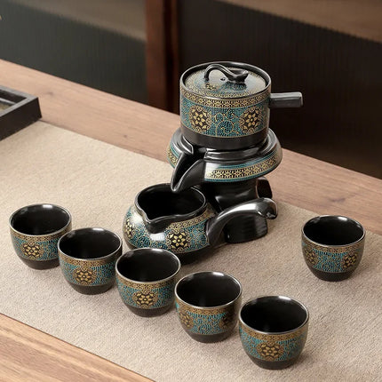 Royal Golden Porcelain Dragon Flow Tea Set