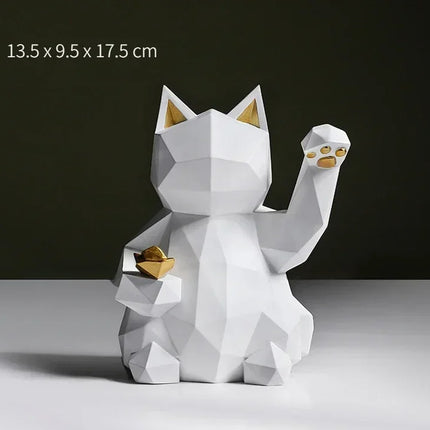 Nordic Minimalism Geometry Lucky Cat Statues