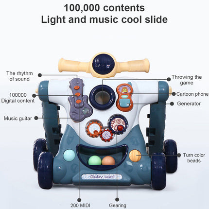 3in1 Anti-Rollover Baby Learning Walker Trolley
