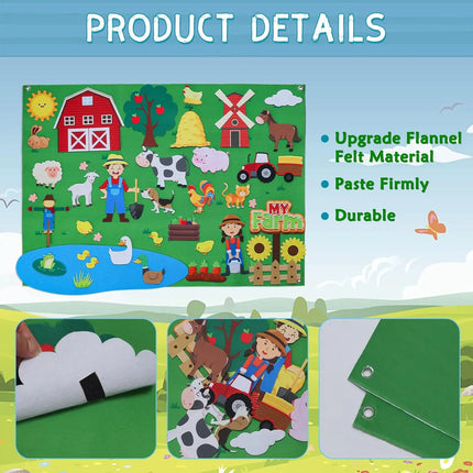 Interactive Early Learning Farm Animals Felt Story Board Set