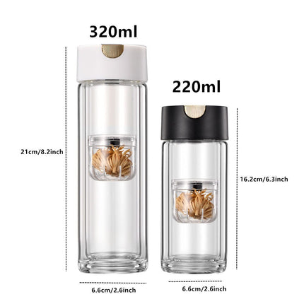 Double Wall Glass Magnetic Tea Infuser Bottle