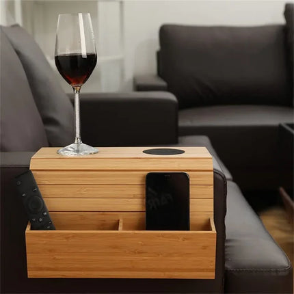 Minimalist Bamboo Sofa Armrest Organizer